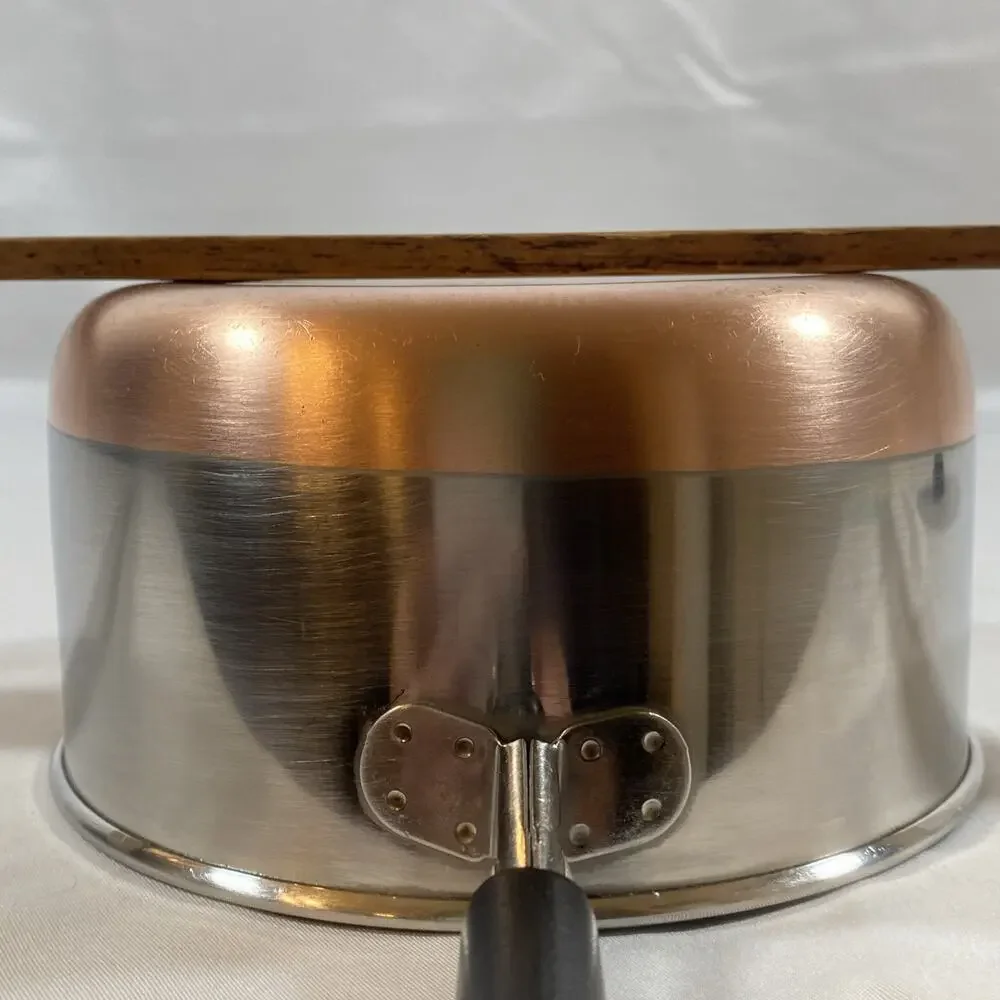 Revere Ware 1 Qt Quart Copper Bottom Sauce Pan, Lid Clinton -80 Stainless Steel